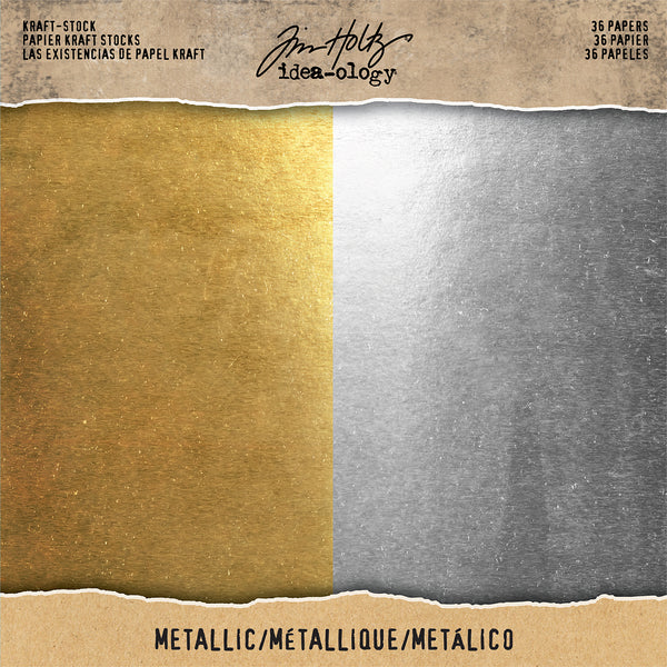 Idea-Ology Kraft Stock Cardstock Pad 8"X8" 36/Pkg-Metallic Gold & Silver