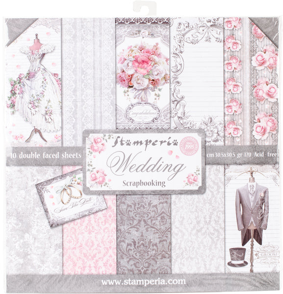 Stamperia Double-Sided Paper Pad 12"X12" 10/Pkg-Wedding, 10 Designs/1 Each