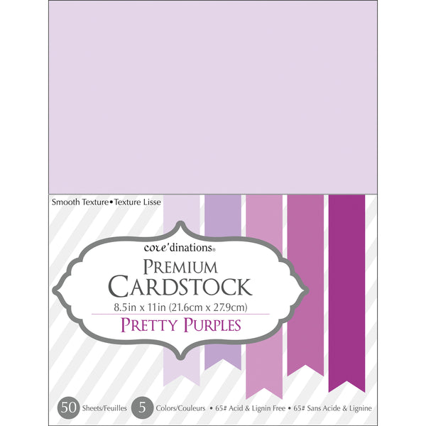 Core'dinations Value Pack Smooth Cardstock 8.5"X11" 50/Pkg-Pretty Purple Assortment