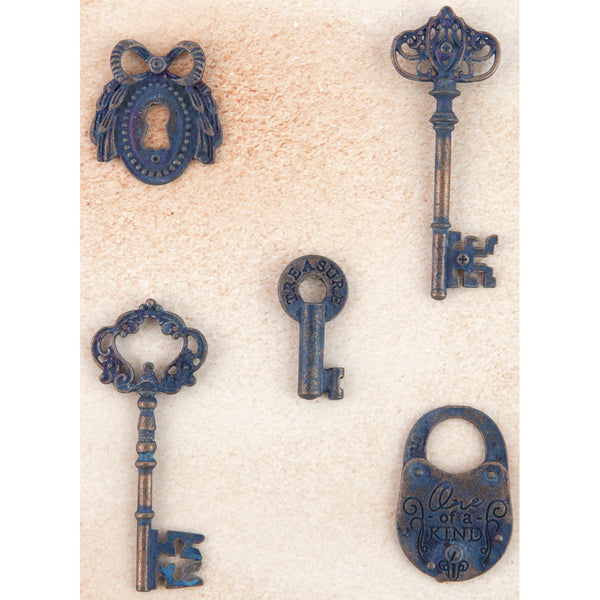 Prima Marketing Metal Patina Trinkets-Keys 5/Pkg