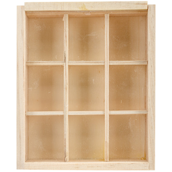 Wood Craft DIY Natural Keepsake Box W/9 Compartments-4.75"X5.75"X1"