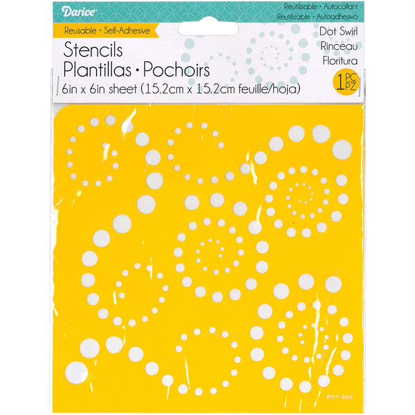 Reusable Self Adhesive Stencil 6"X6"-Dotswirl