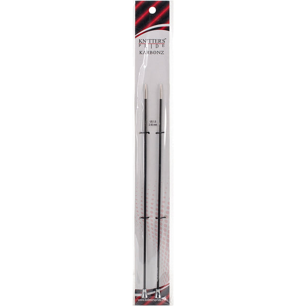 Karbonz Single Pointed Needles 10"-Size 1.5/2.5mm