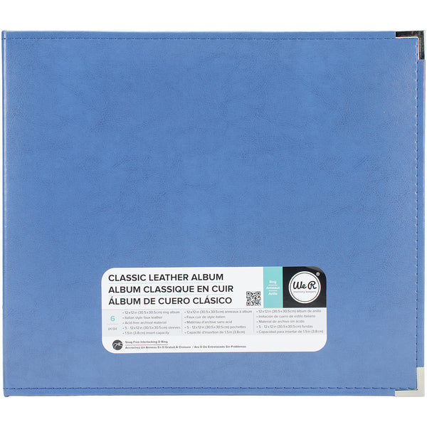 We R Classic Leather D-Ring Album 12"X12"-Country Blue