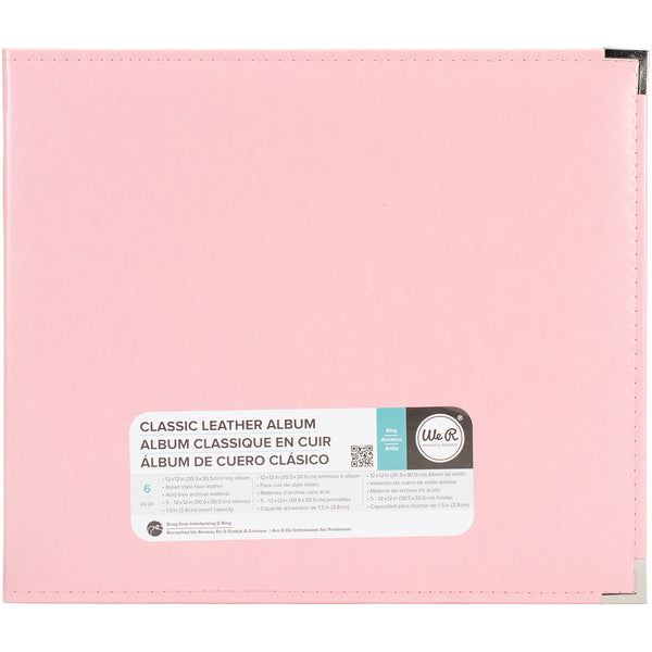 We R Classic Leather D-Ring Album 12"X12"-Pretty Pink