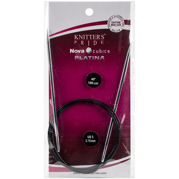 Cubics Platina Fixed Circular Needles 40"-Size 5/3.75mm
