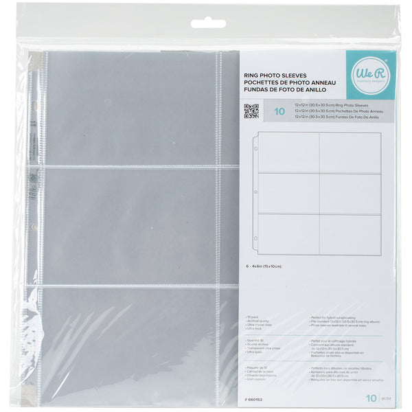 We R Ring Photo Sleeves 12"X12" 10/Pkg-(6) 4"X6" Pockets