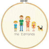 All In The Family Counted Cross Stitch Kit-8" Round 14 Count