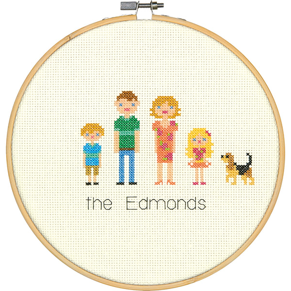 All In The Family Counted Cross Stitch Kit-8" Round 14 Count