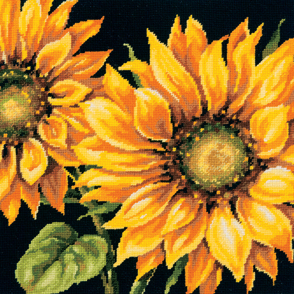 Dramatic Sunflower Needlepoint Kit-14"X14" Stitched In Wool