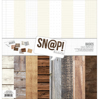Simple Stories Double-Sided Paper Pack 12"X12" 8/Pkg-Sn@p! Wood & Notebook Basics, 8 Des/1 Ea