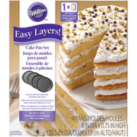 Easy Layers Cake Pans 4/Pkg-Round 8"