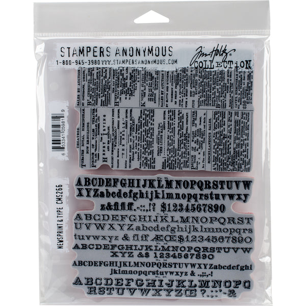 Tim Holtz Cling Stamps 7"X8.5"-Newsprint & Type