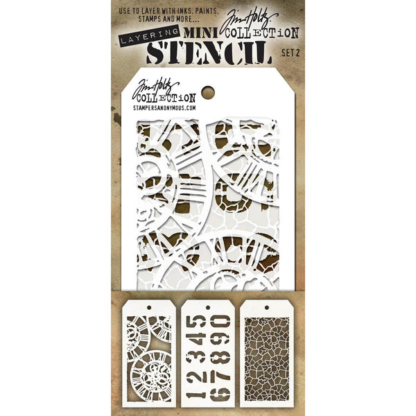 Tim Holtz Mini Layered Stencil Set 3/Pkg-Set #2