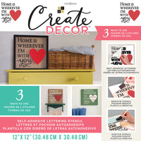 DCWV Create Decor Self-Adhesive Lettering & Stencil 12"X12"-Home Is Where I'm With You-Red & Black